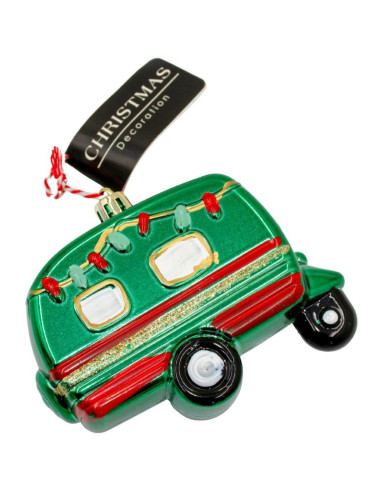 Ozdoba wisząca bombka przyczepa kempingowa zielony