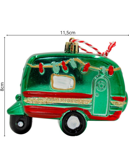 Ozdoba wisząca bombka przyczepa kempingowa zielony
