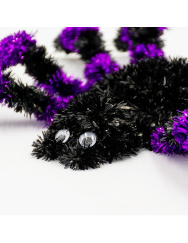 Figurka dekoracyjna pająk halloween fioletowy