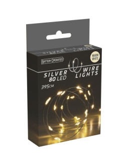 Lampki druciki na baterie girlanda 80 led ciepły biały