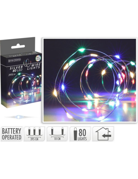 Lampki druciki na baterie girlanda 80 led multikolor