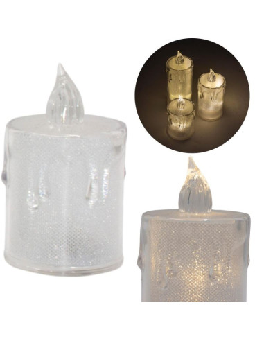 Świeca dekoracyjna 8 cm transparenta ciepły biały 1 led