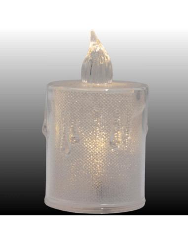 Świeca dekoracyjna 8 cm transparenta ciepły biały 1 led