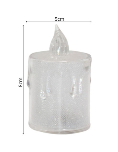 Świeca dekoracyjna 8 cm transparenta ciepły biały 1 led