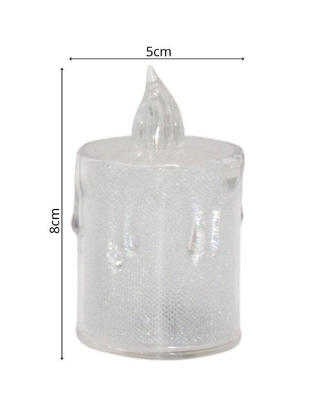 Świeca dekoracyjna 8 cm transparenta ciepły biały 1 led