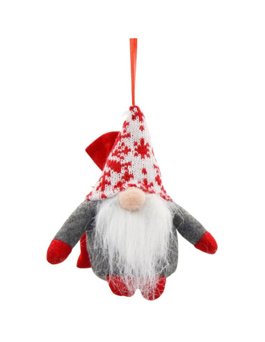 Mikołajek dekoracyjny z workiem na prezent 15cm szary