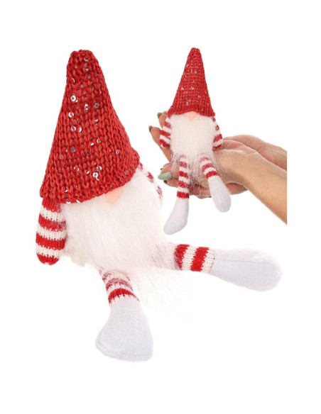 Mikołaj gnom dekoracyjny siedzący czerwony 13+10cm