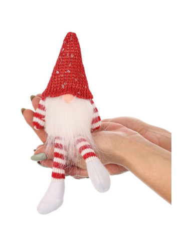 Mikołaj gnom dekoracyjny siedzący czerwony 13+10cm