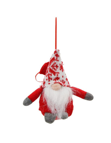 Mikołajek dekoracyjny z workiem na prezent 15cm czerwony