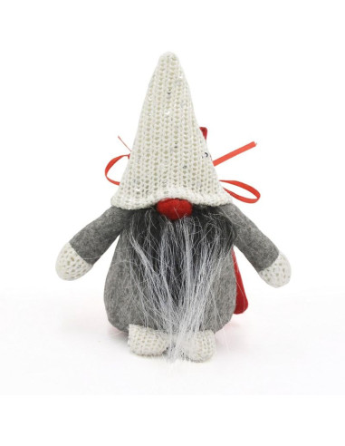 Mikołajek dekoracyjny z workiem na prezent 15cm czerwony