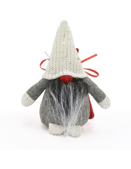 Mikołajek dekoracyjny z workiem na prezent 15cm czerwony