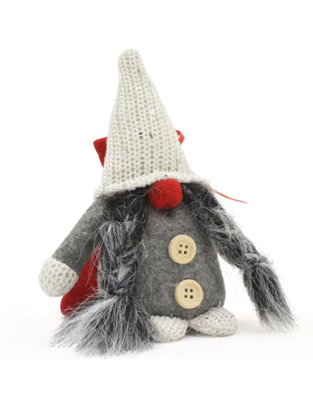 Mikołajek dekoracyjny z workiem na prezent 15cm ciemno szary