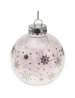 Bombka dekoracyjna 8cm srebrne gwiazdki