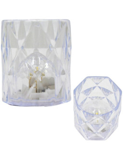 Mini lampa dekoracyjna 6 cm transparenta ciepły biały 1 led