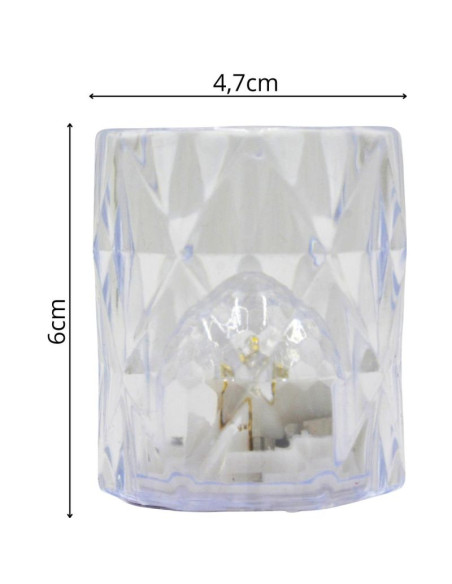 Mini lampa dekoracyjna 6 cm transparenta ciepły biały 1 led