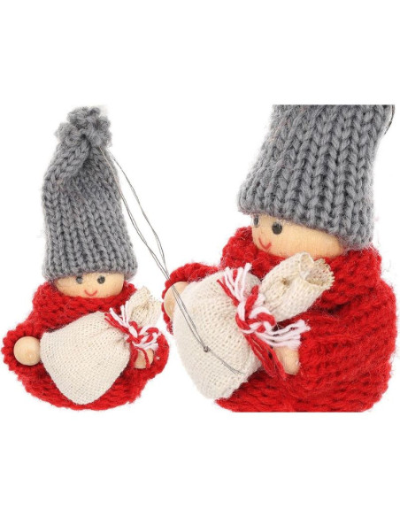 Laleczka dekoracyjna z workiem czerwona girl 7,5cm