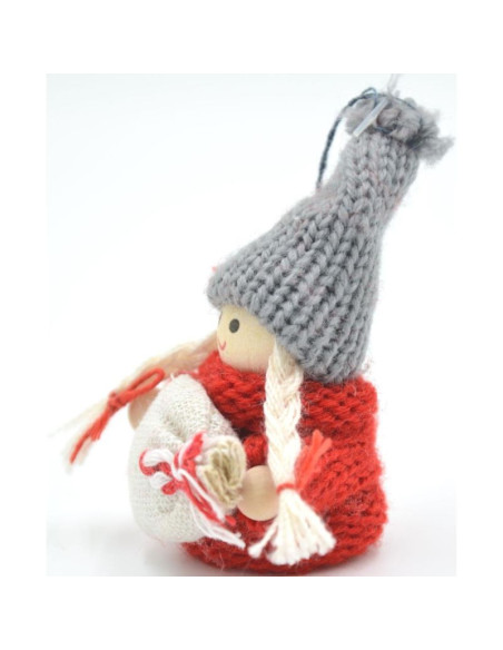 Laleczka dekoracyjna z workiem czerwona girl 7,5cm