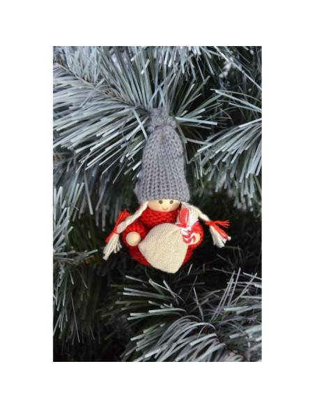 Laleczka dekoracyjna z workiem czerwona girl 7,5cm