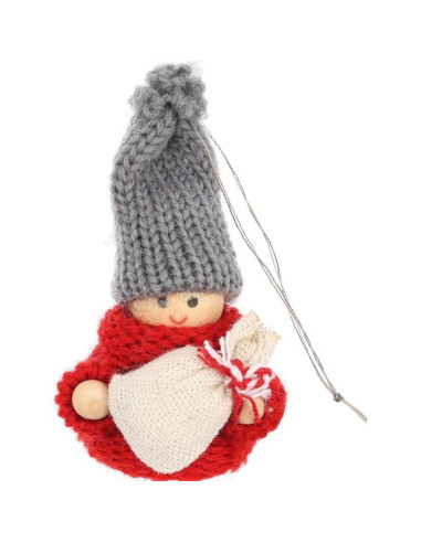 Laleczka dekoracyjna z workiem czerwona girl 7,5cm