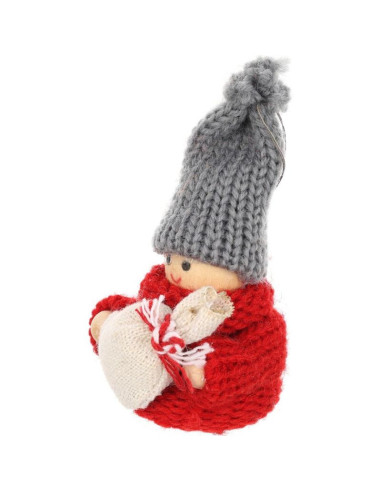 Laleczka dekoracyjna z workiem czerwona girl 7,5cm