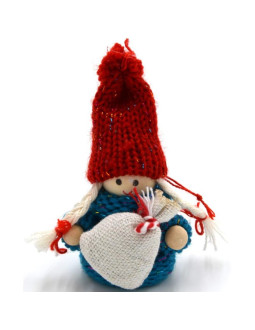 Laleczka dekoracyjna z workiem niebieska girl 7,5cm 2