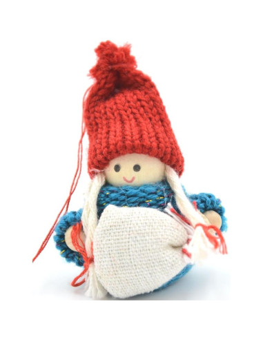 Laleczka dekoracyjna z workiem niebieska girl 7,5cm