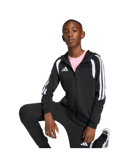 Bluza dla dzieci adidas tiro 26 league sweat full zip hoodie czarna kf3324