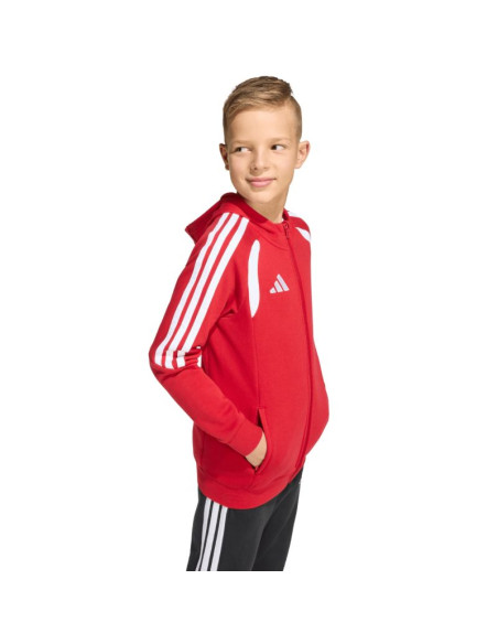 Bluza dla dzieci adidas tiro 26 league sweat full zip hoodie czerwona kf9101