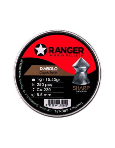 Śrut 5,5 mm ranger diabolo classic sharp grooved szpic molet. 250 szt. 1,00 g
