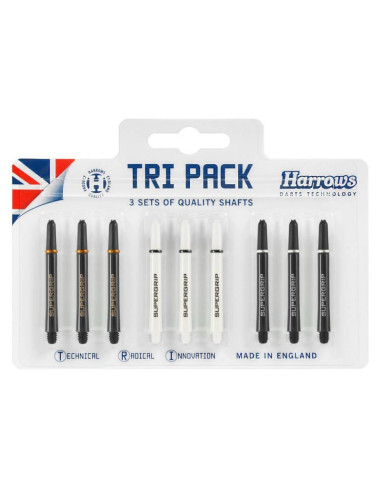 Shafty harrows tri pack supergrip 3x3 czarne,białe