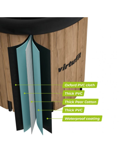 Virtufit wanna lodowa xxl - 375 litrów - imitacja drewna - z akcesoriami