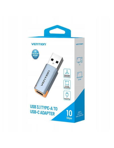 Adapter usb 3.1 vention usb-a do usb-c ze smyczą stop aluminium