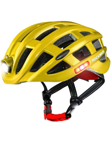 Rockbros kask rowerowy mtb z lampką żółty 57-62cm