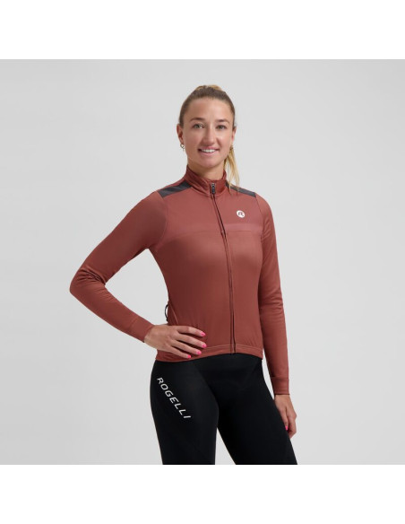 Rogelli koszulka dł. rękaw damska mono brązowa s