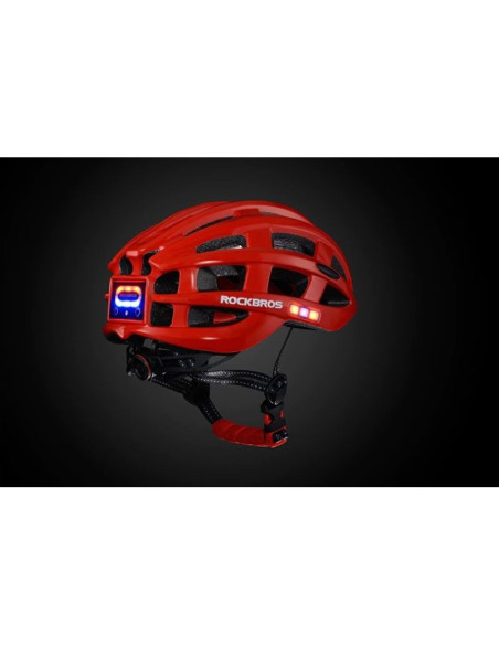 Rockbros kask rowerowy mtb z lampką czerw 57-62cm
