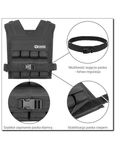 Kamizelka treningowa z obciążeniem 16kg cordura hms kto16