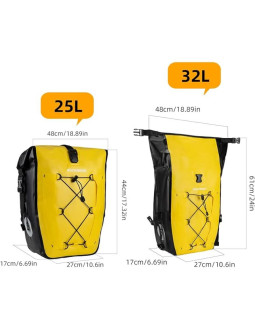 Rockbros torba na bagażnik wodoodporna żółta 2