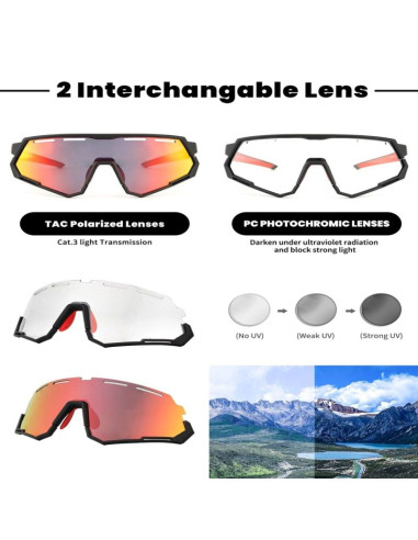 Rockbros okulary sportowe sp246 czarno-czerwone