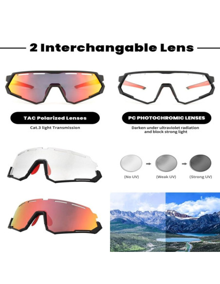 Rockbros okulary sportowe sp246 czarno-czerwone