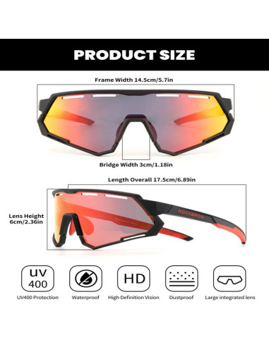Rockbros okulary sportowe sp246 czarno-czerwone