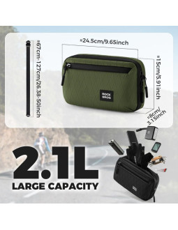 Rockbros torba na kierownicę rowerową 2,1l zielona 2