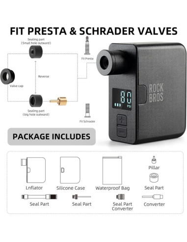 Rockbros pompka elektryczna mini as1 pro 120 psi