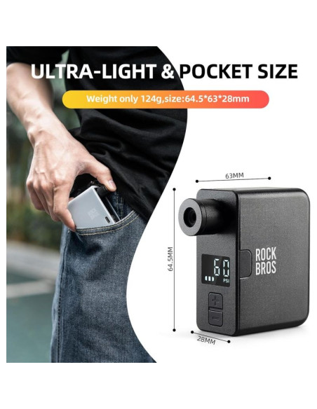 Rockbros pompka elektryczna mini as1 pro 120 psi