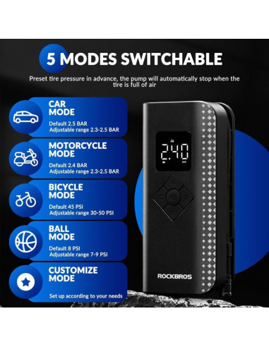 Rockbros pompka elektryczna 150psi a13