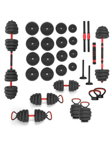 Zestaw ciężarów 6w1 hms sgn140 (sztanga, sztangielki i kettlebell) 40kg