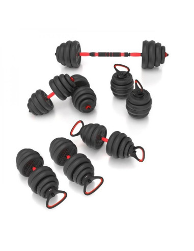 Zestaw ciężarów 6w1 hms sgn140 (sztanga, sztangielki i kettlebell) 40kg