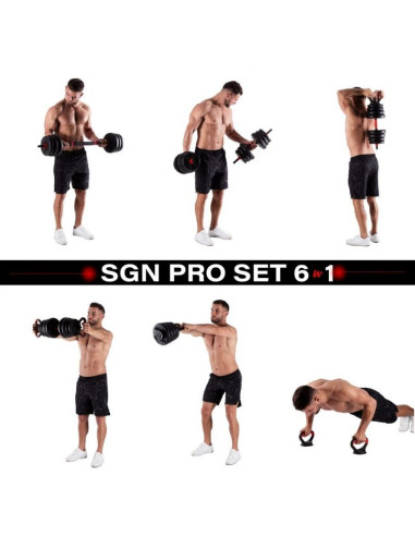 Zestaw ciężarów 6w1 hms sgn140 (sztanga, sztangielki i kettlebell) 40kg