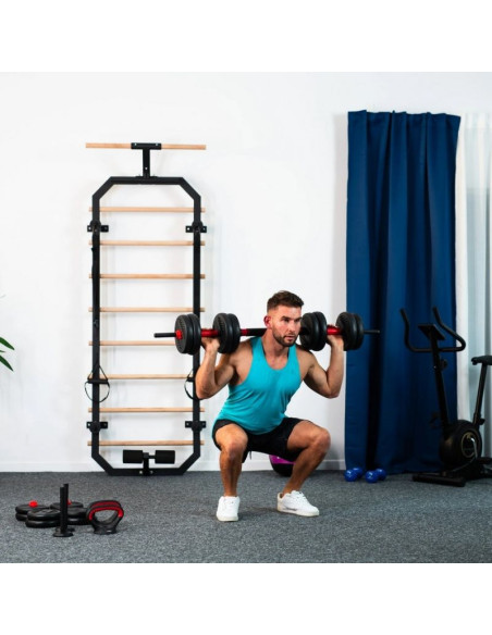 Zestaw ciężarów 6w1 hms sgn140 (sztanga, sztangielki i kettlebell) 40kg