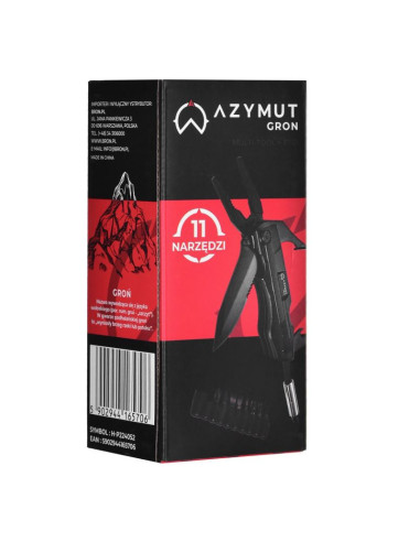 Multitool azymut gron - 11 narzędzi + 9 bitów + kabura (h-p224052)