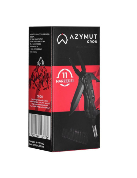 Multitool azymut gron - 11 narzędzi + 9 bitów + kabura (h-p224052)